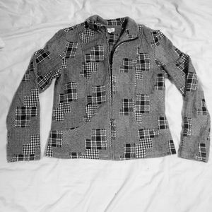 Black and white patch plaid sweater